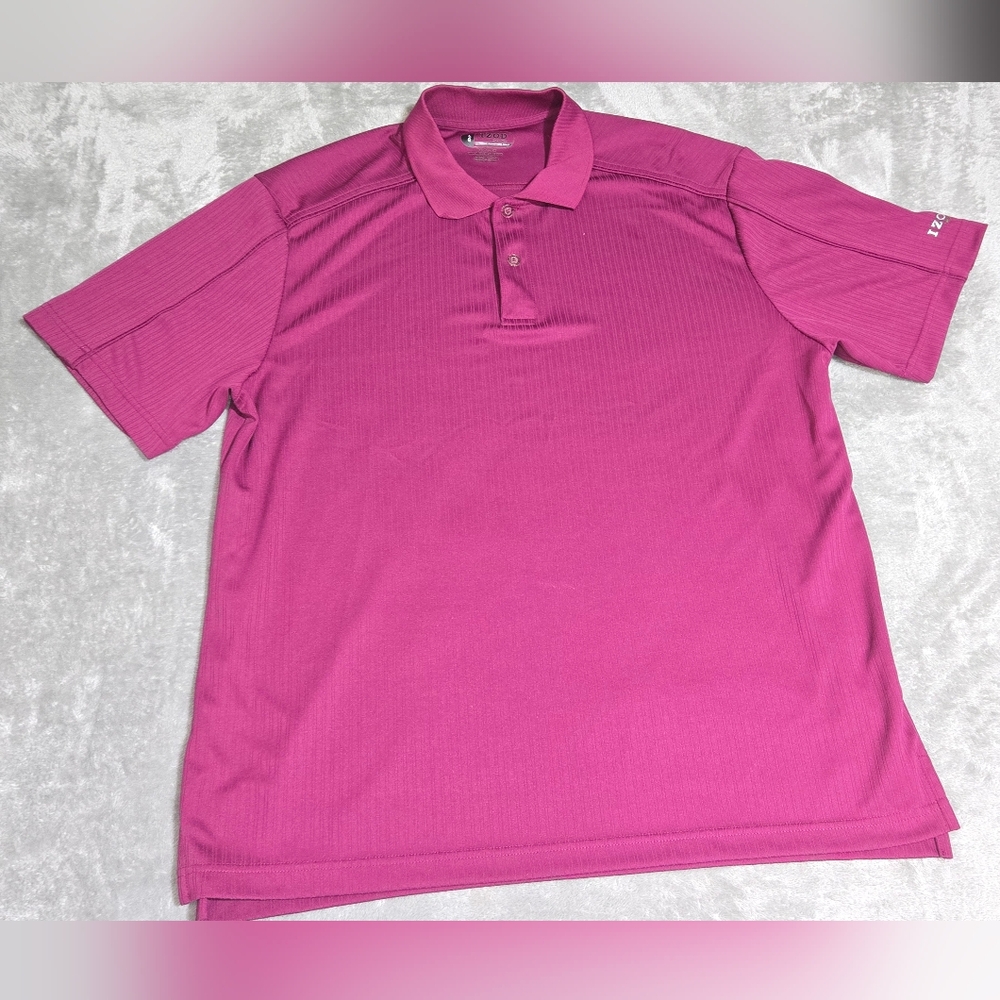 Izod Purple Men's Polo Shirt Large XFG Cool-FX Gold Performance
